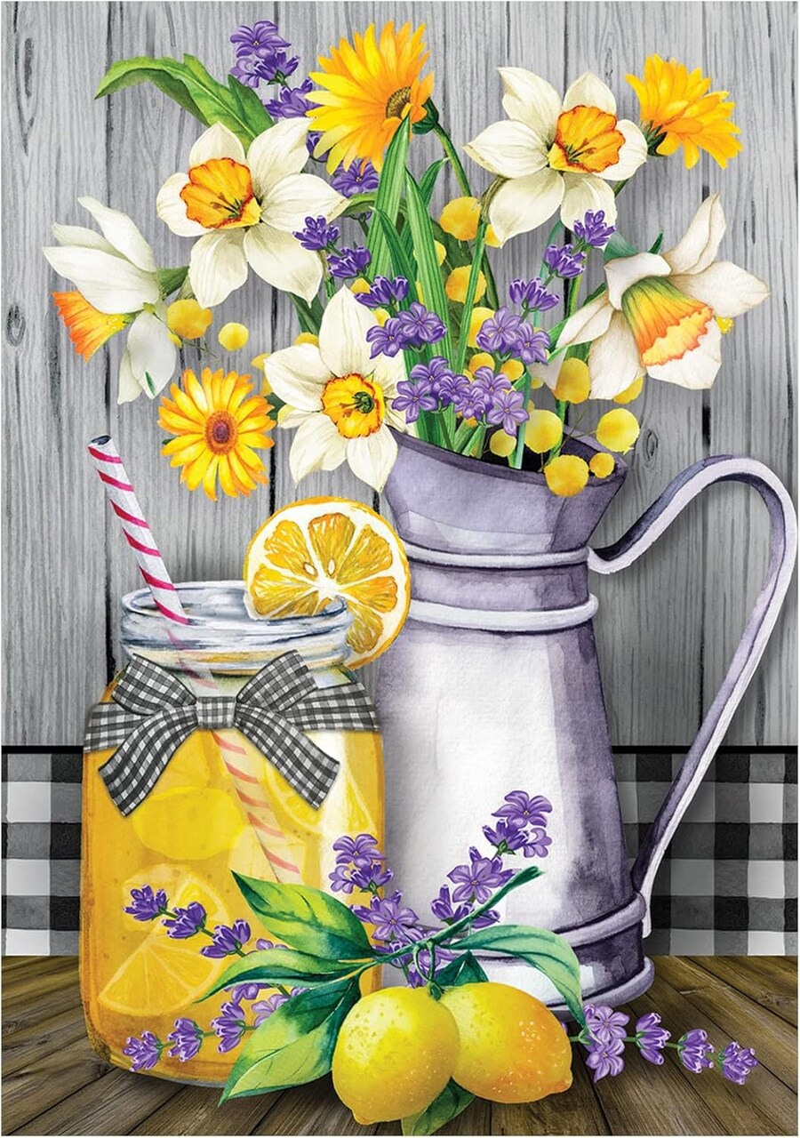 Diamond Art Kit for Adults, Full Drill Diamond DIY 5d Lemon Diamond Art Kits Summer Diamond Art Kits Gem Art Wall Home Decor 12x16 inch